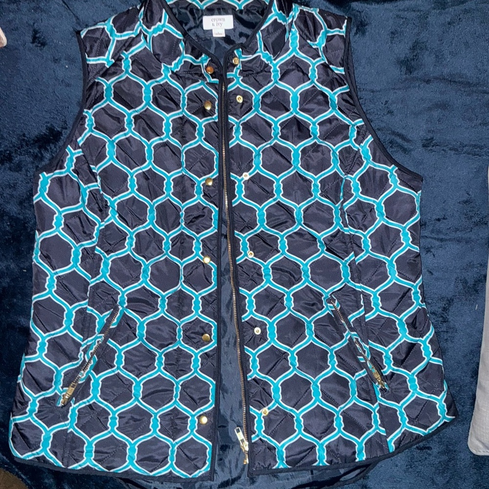 Lilly Pulitzer Black and Blue Geometric Vest